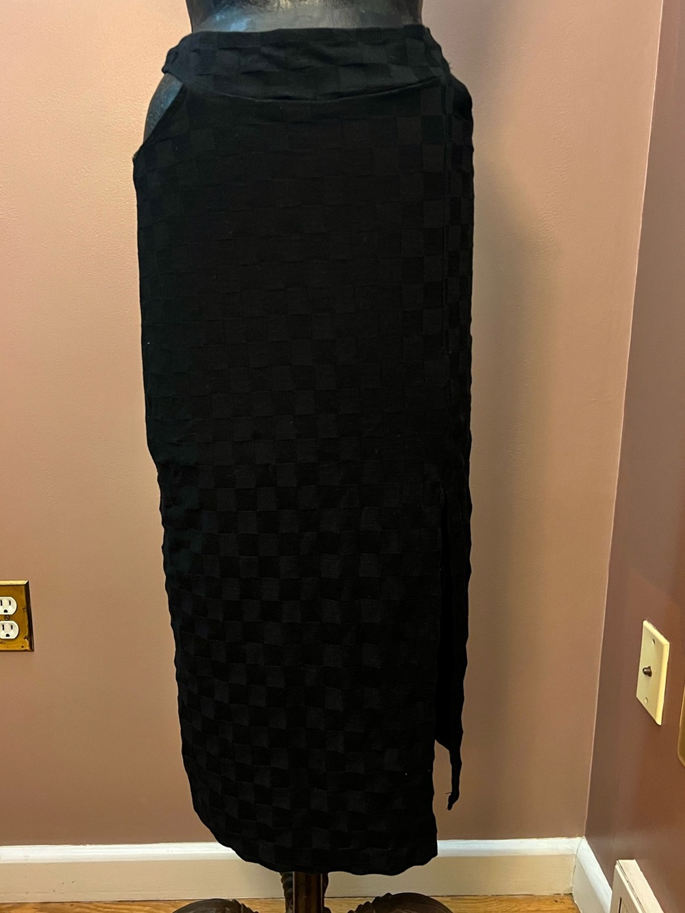 Urban Outfitters Black Checkered Side Cutout Slit Skirt Size Small